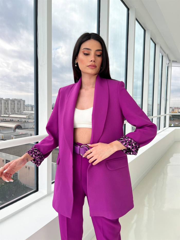 Mor Leo Astarlı Blazer Ceket