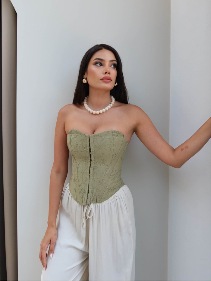 Nakış İşlemeli Korse Bluz