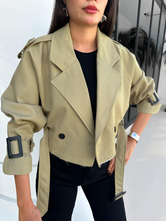 Olive Parkas Kısa Ceket