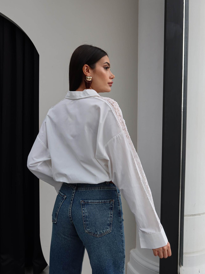 Omuz Dantelli Oversize Gömlek
