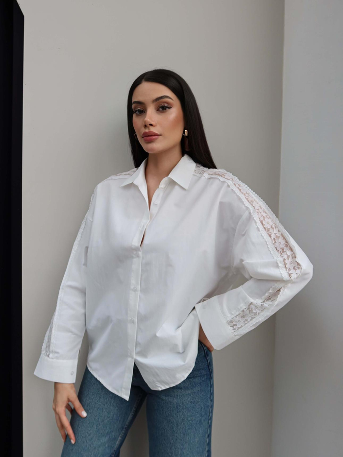 Omuz Dantelli Oversize Gömlek
