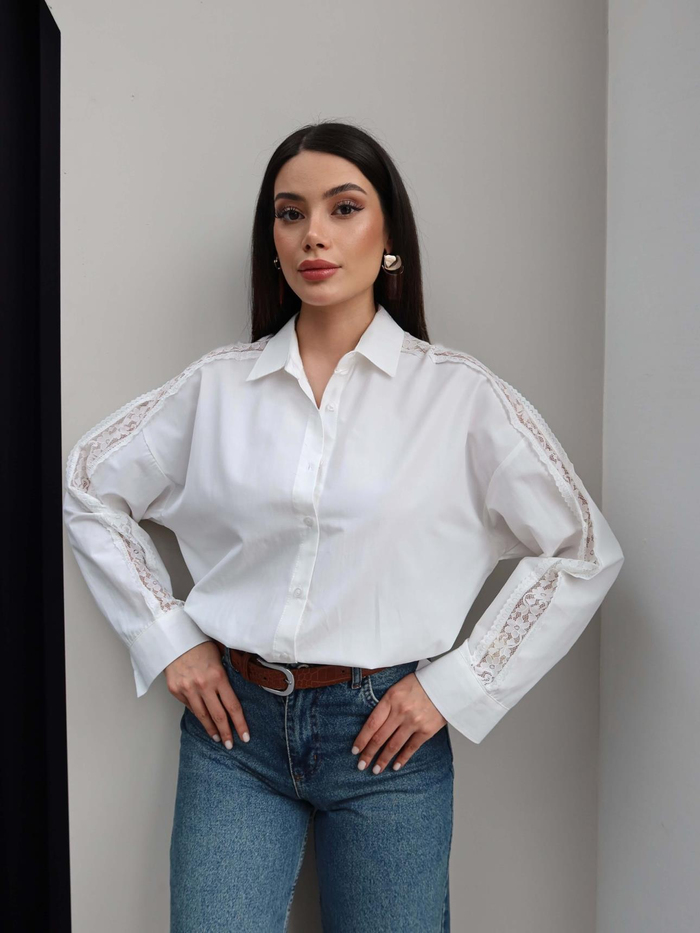 Omuz Dantelli Oversize Gömlek