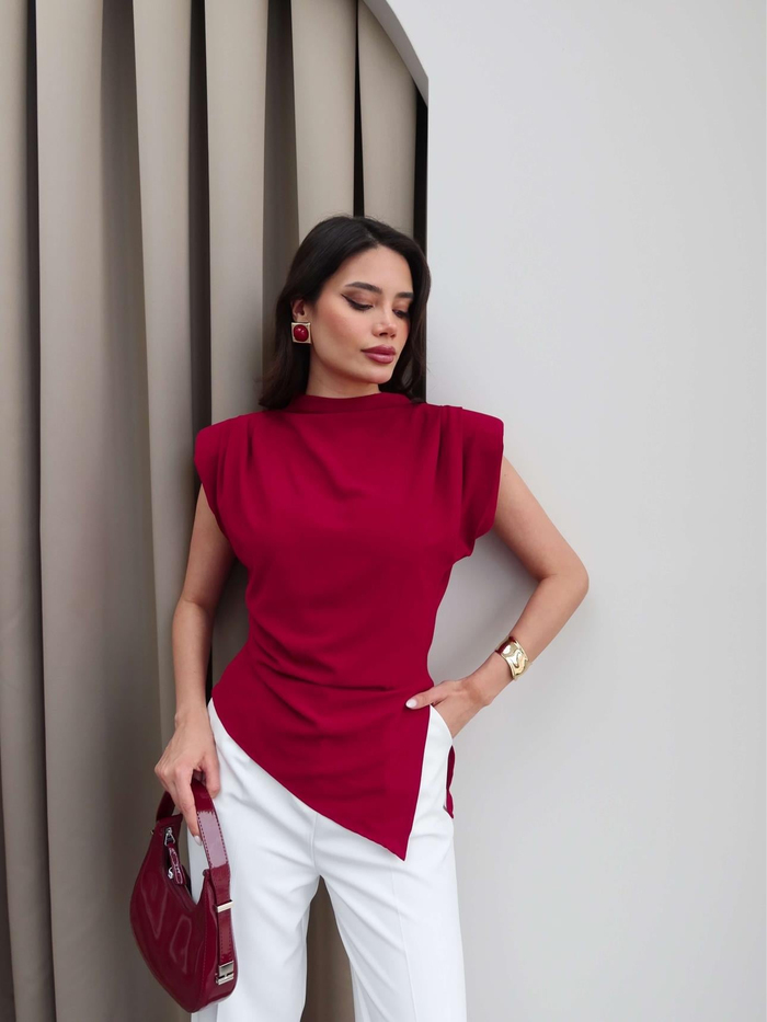 Omuz Pileli Detaylı Bluz