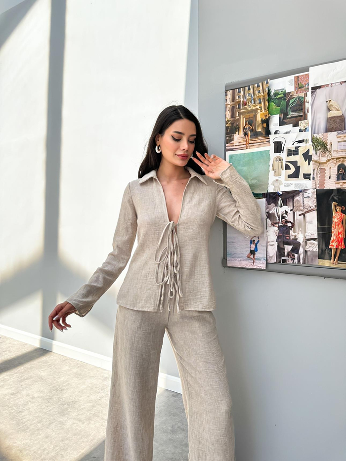 Ön Bağcıklı Gömlek Comfortable Takım