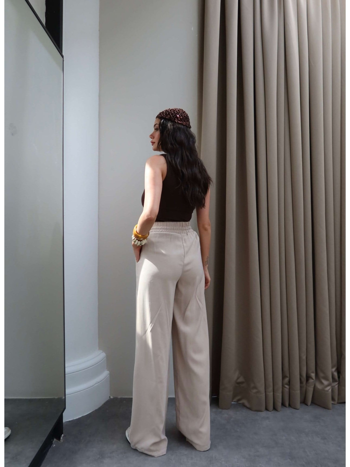 Ön Dikişli Bel Bağcıklı Pantolon