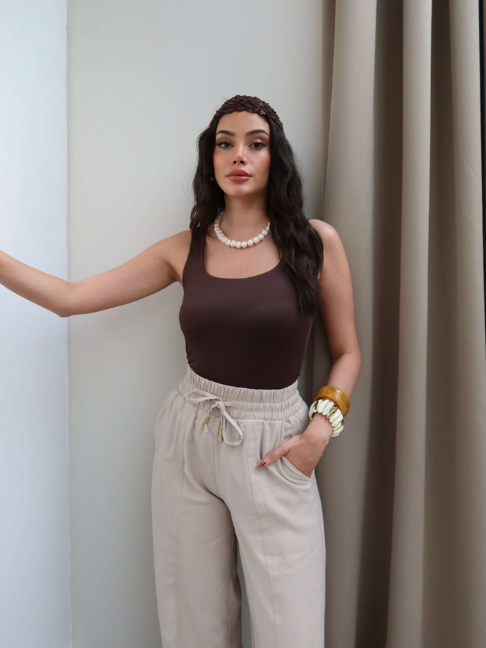 Ön Dikişli Bel Bağcıklı Pantolon