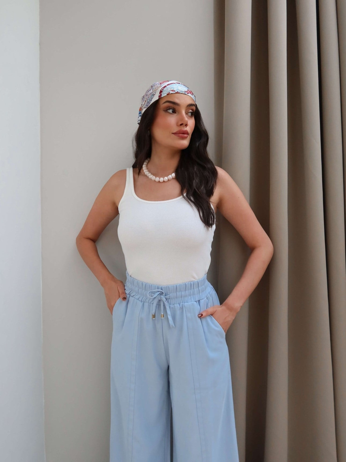 Ön Dikişli Bel Bağcıklı Pantolon
