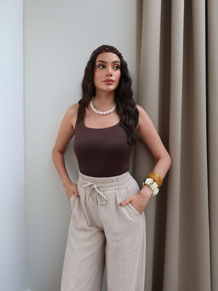 Ön Dikişli Bel Bağcıklı Pantolon