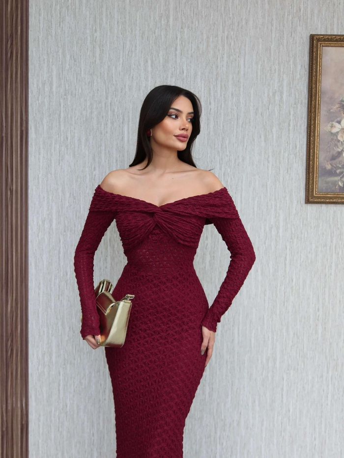 Ön Düğüm Detaylı Dantel Elbise
