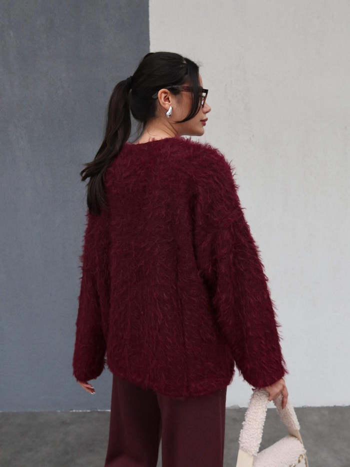 Önden Bağlamalı Peluş Hırka