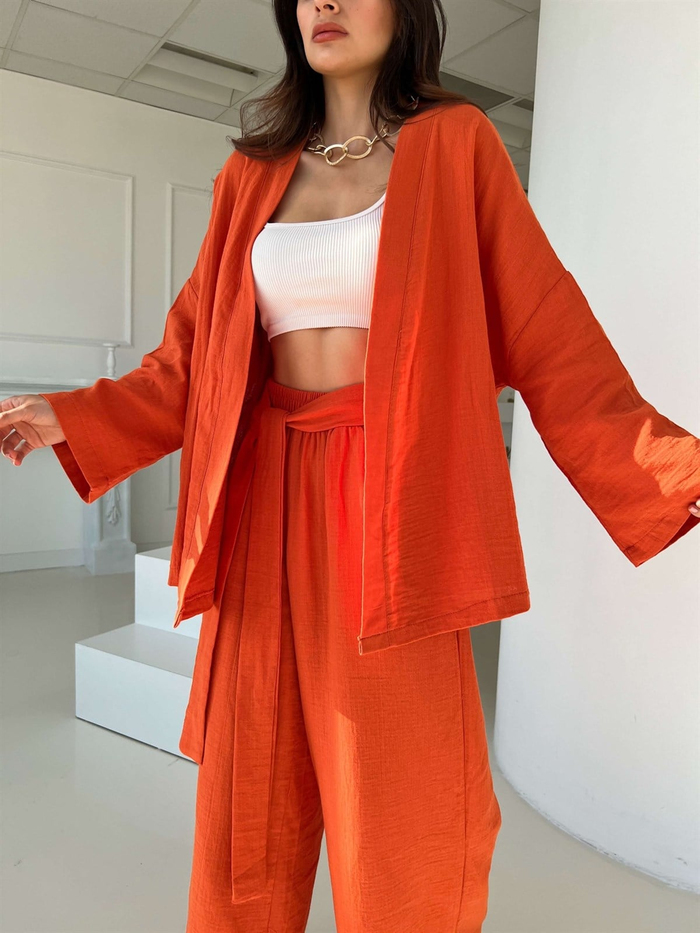 Orange Kimonolu Müslin Takım