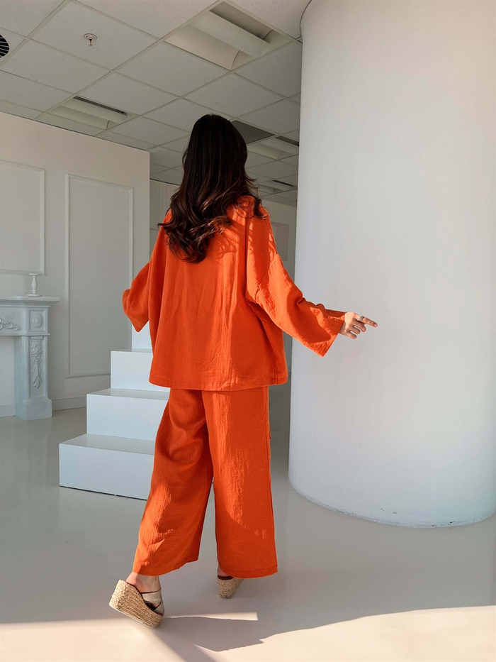 Orange Kimonolu Müslin Takım