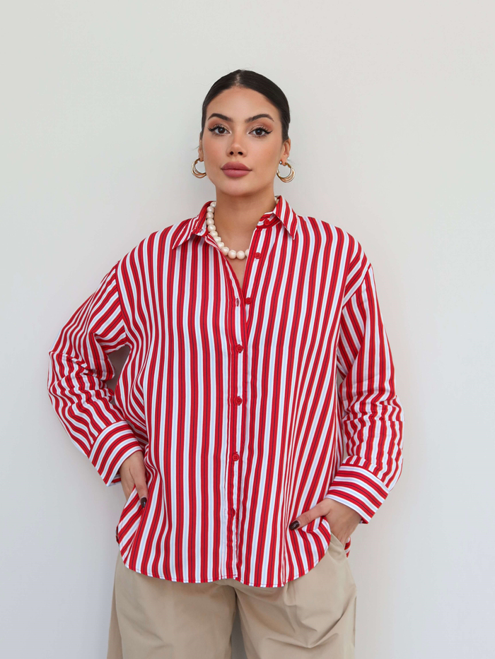 Oversize Çizgili Gömlek