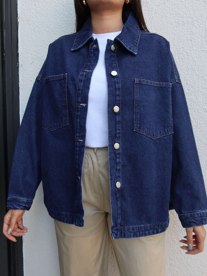 Oversize Denim Gömlek Ceket