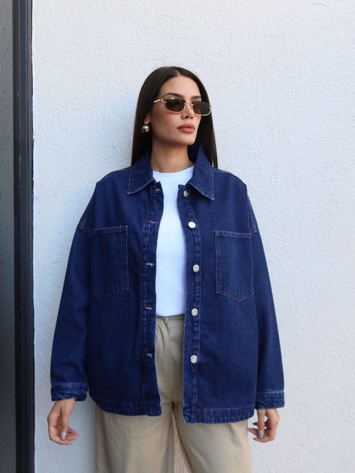 Oversize Denim Gömlek Ceket