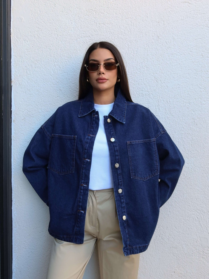Oversize Denim Gömlek Ceket