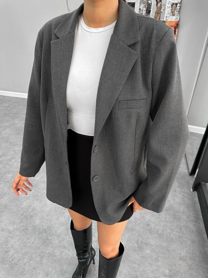 Oversize Düğmeli Blazer Ceket
