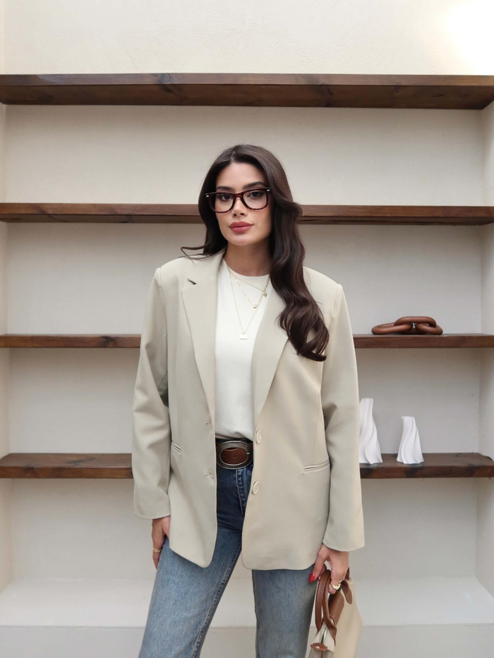 Oversize Düğmeli Blazer Ceket