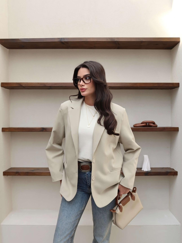 Oversize Düğmeli Blazer Ceket