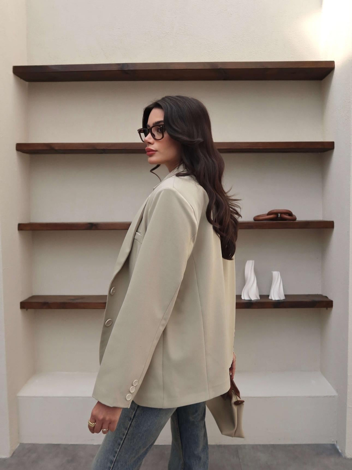 Oversize Düğmeli Blazer Ceket