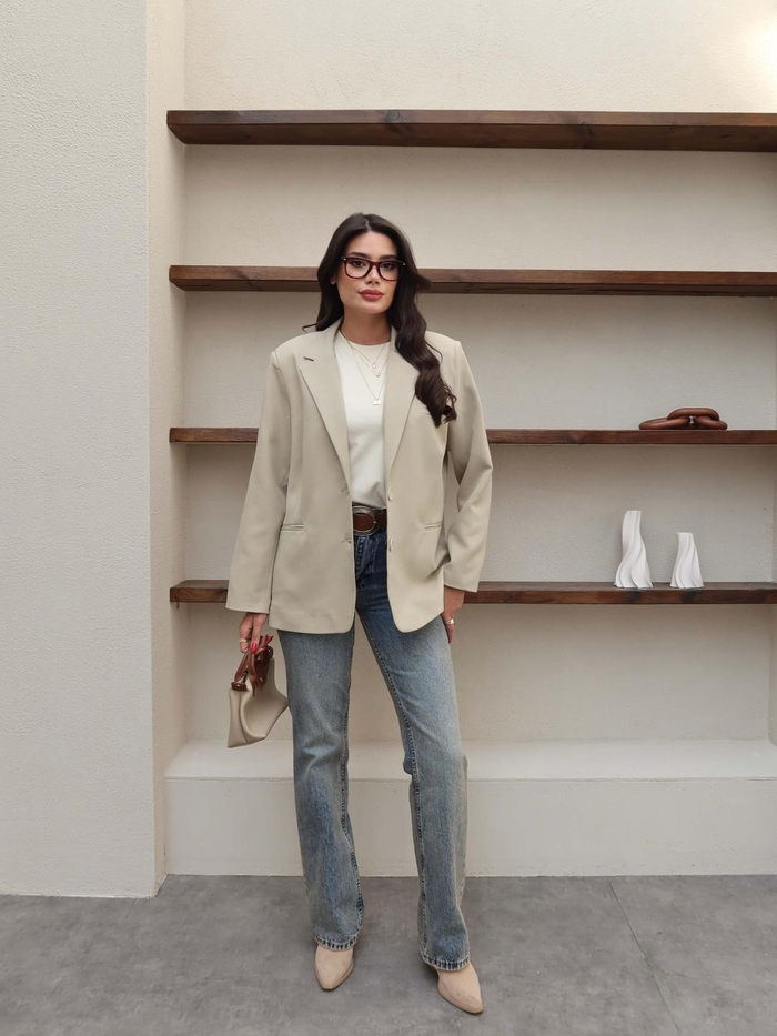 Oversize Düğmeli Blazer Ceket