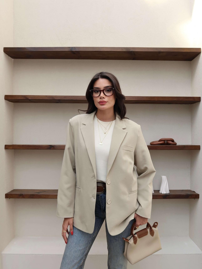 Oversize Düğmeli Blazer Ceket