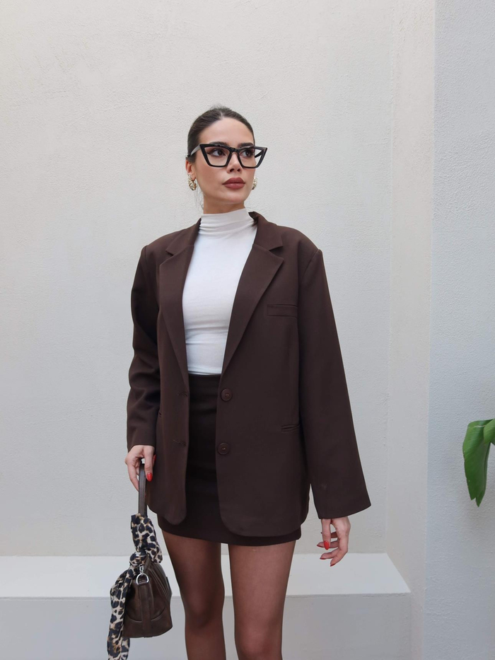 Oversize Düğmeli Blazer Ceket