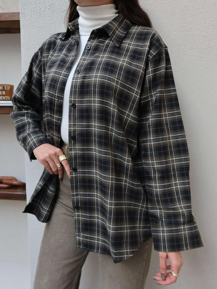 Oversize Ekose Gömlek