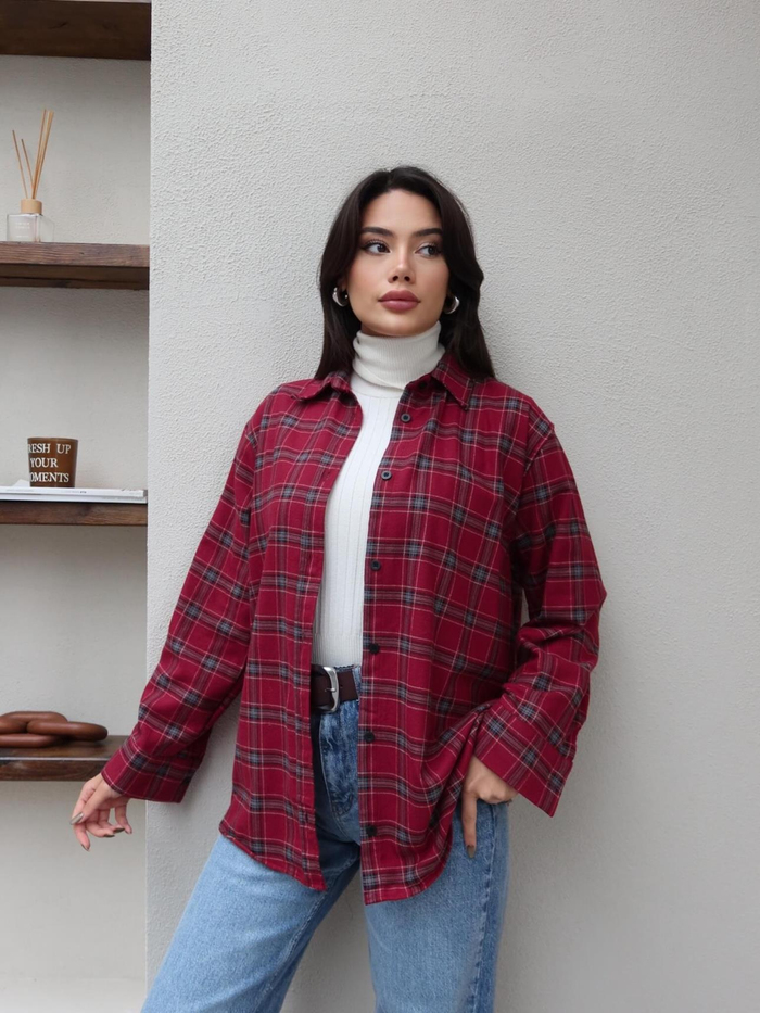 Oversize Ekose Gömlek