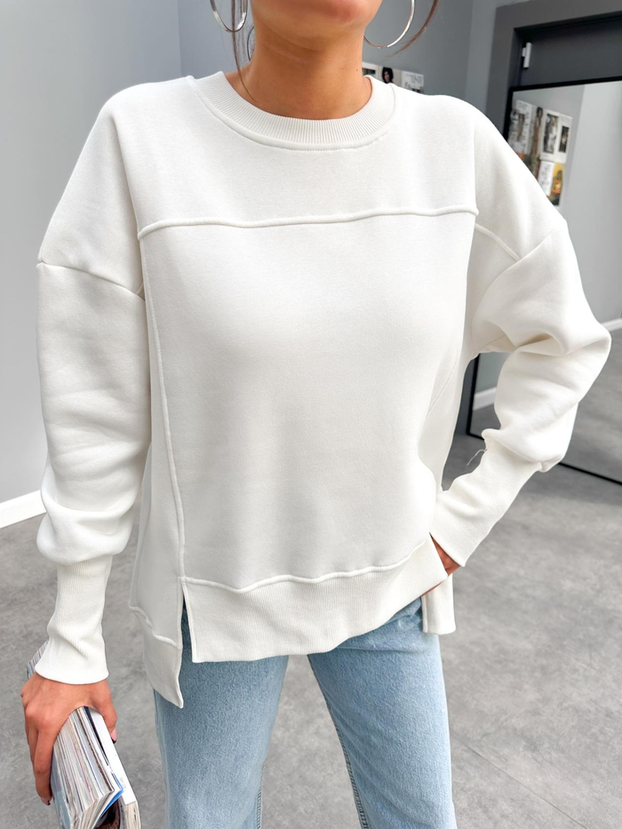 Oversize Şardonlu Yırtmaç Detaylı Sweatshirt