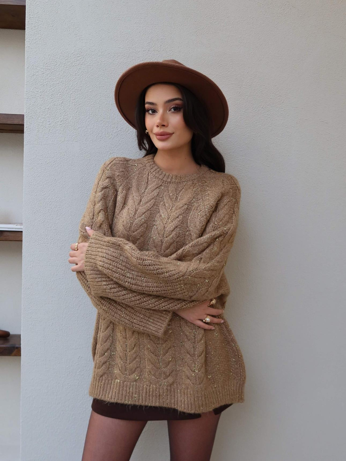 Oversize Simli Triko Kazak