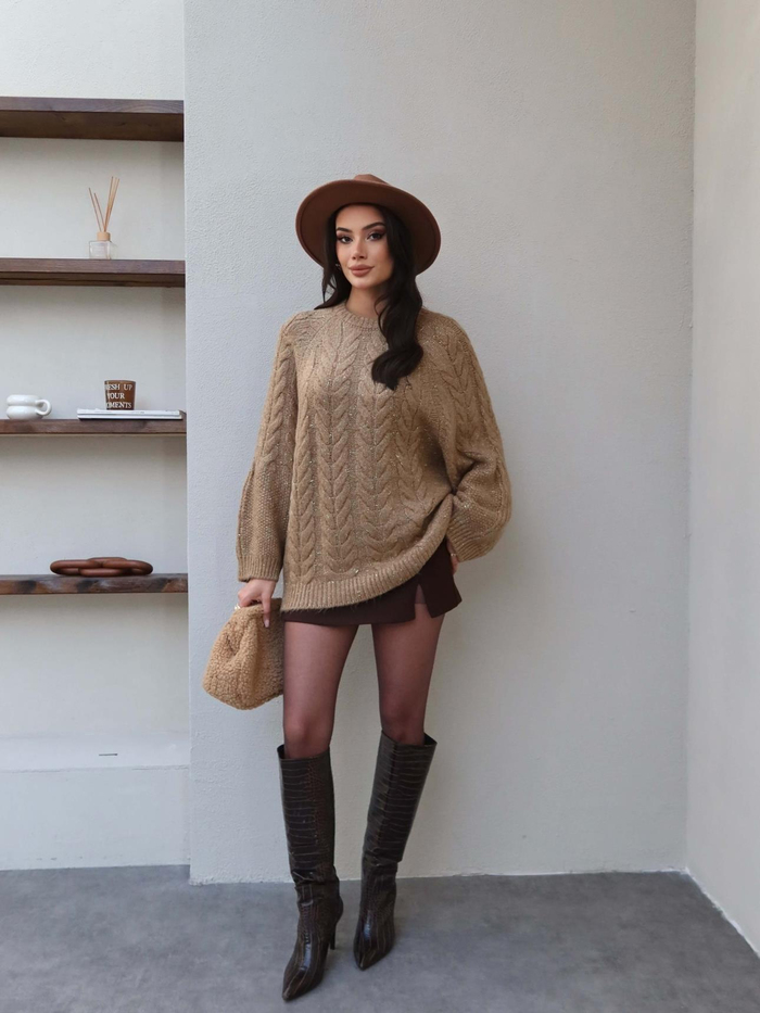 Oversize Simli Triko Kazak