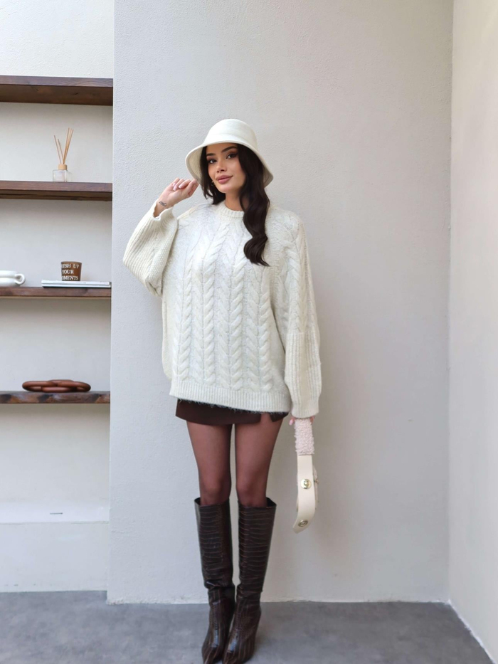 Oversize Simli Triko Kazak