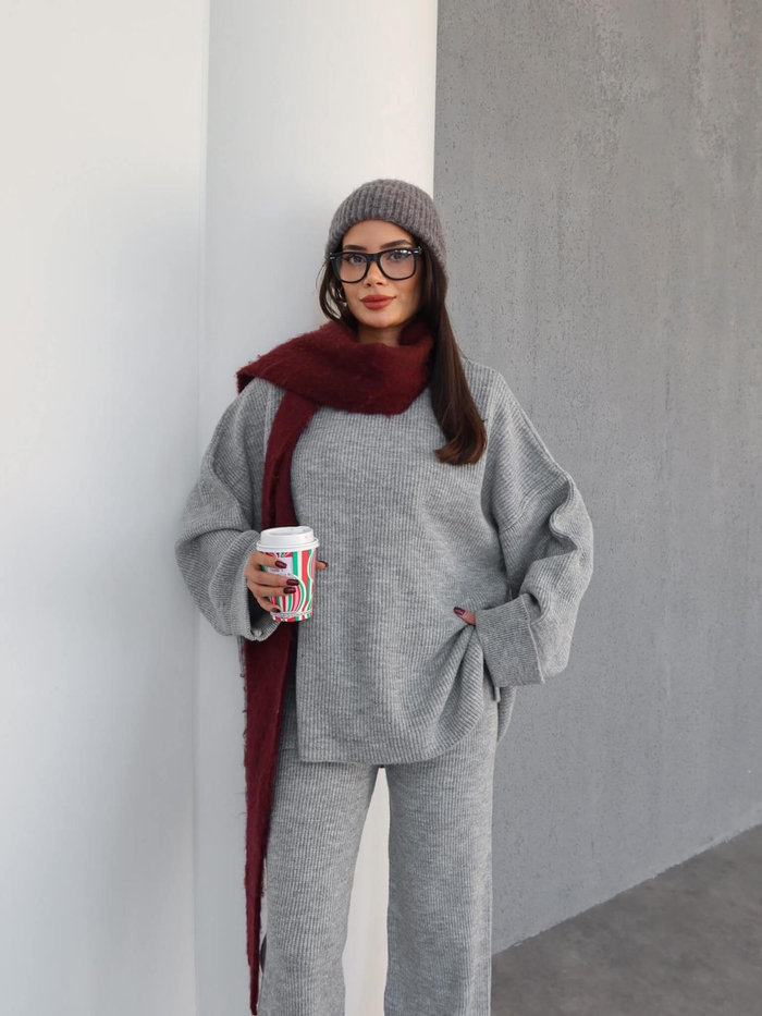 Oversize Triko Kazak Pantolon Takım
