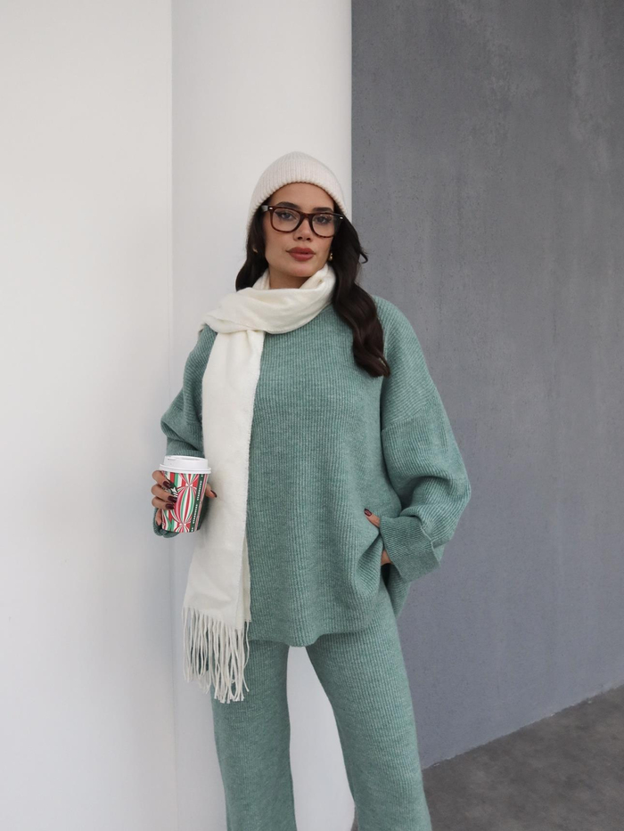 Oversize Triko Kazak Pantolon Takım