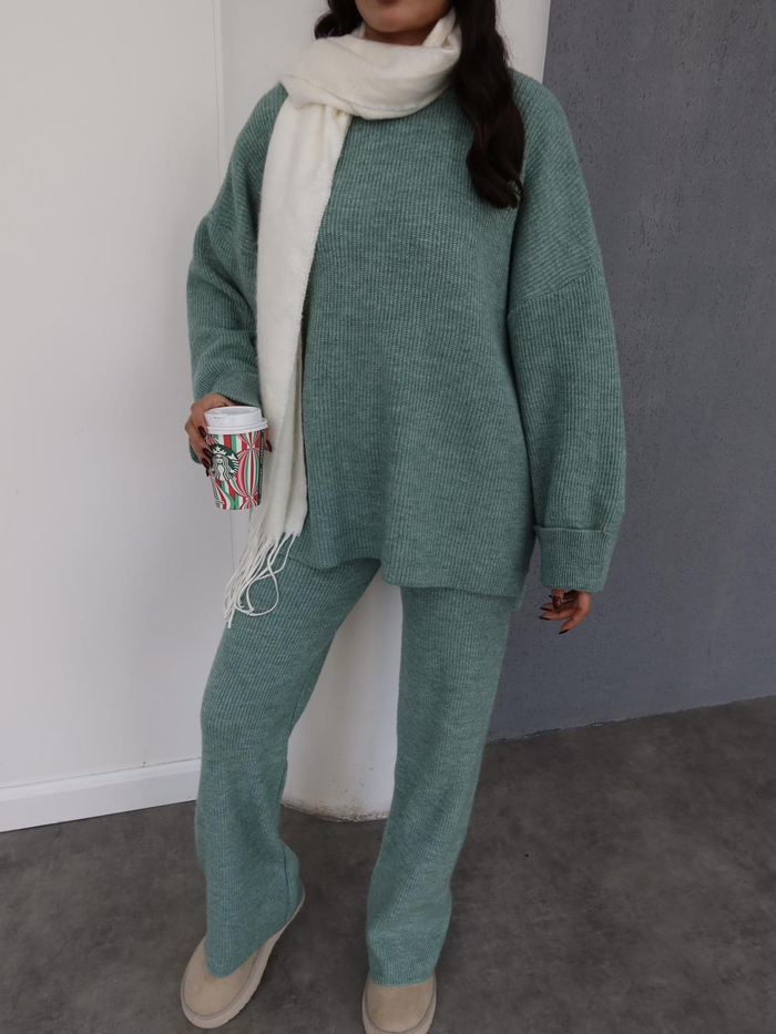Oversize Triko Kazak Pantolon Takım