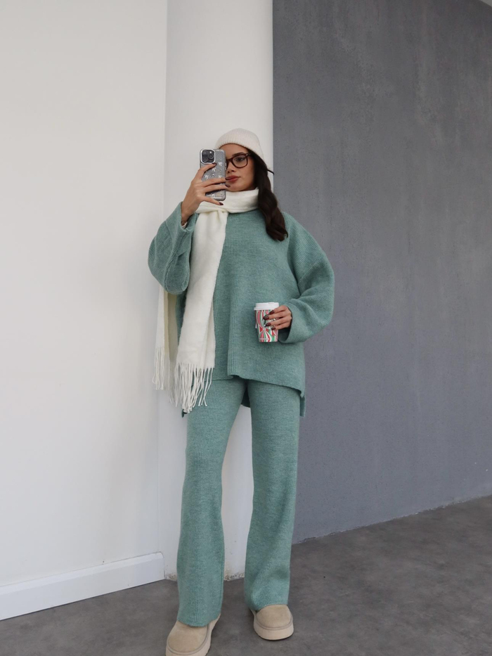 Oversize Triko Kazak Pantolon Takım