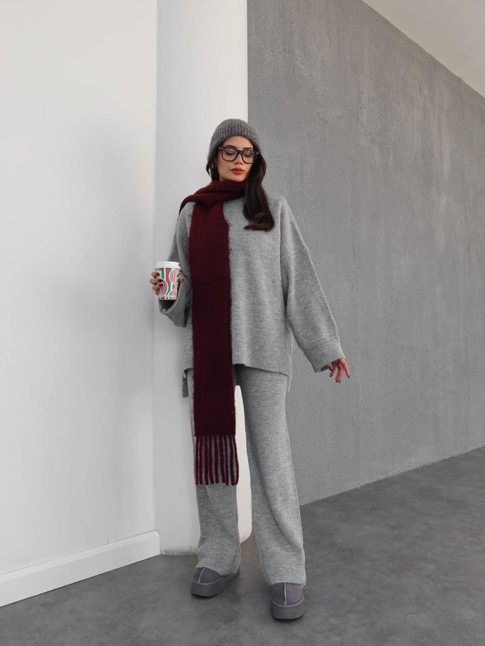 Oversize Triko Kazak Pantolon Takım