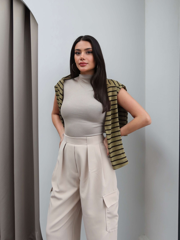Paça Düğmeli Kargo Cep Pantolon