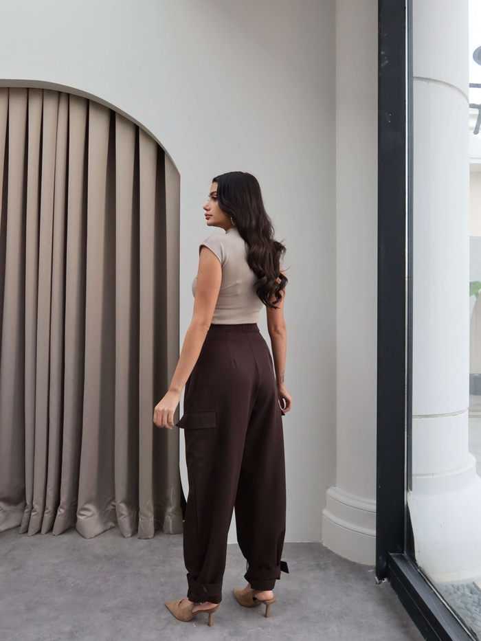Paça Düğmeli Kargo Cep Pantolon