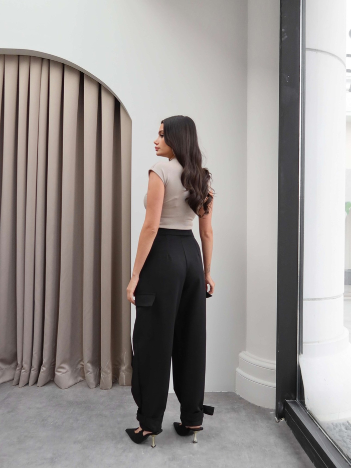Paça Düğmeli Kargo Cep Pantolon