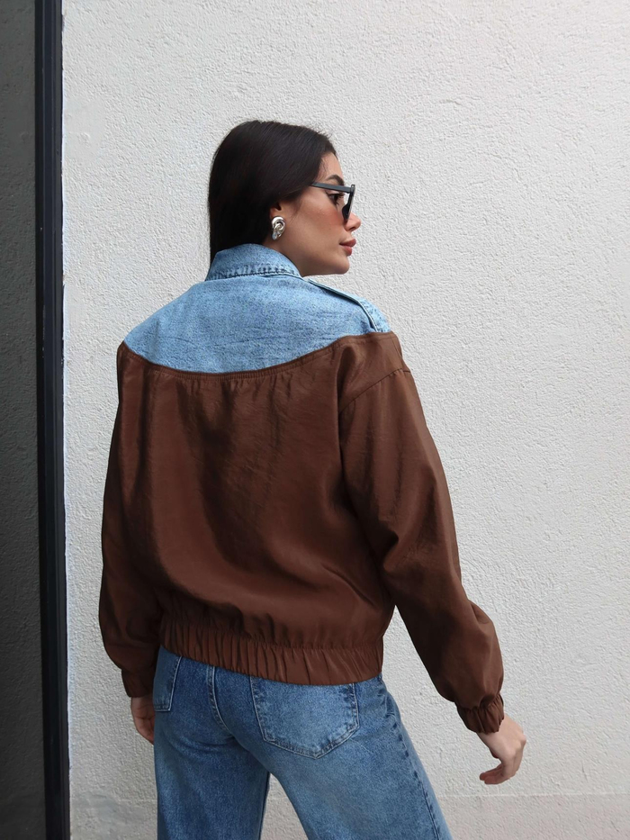 Paraşüt Garnili Denim Ceket