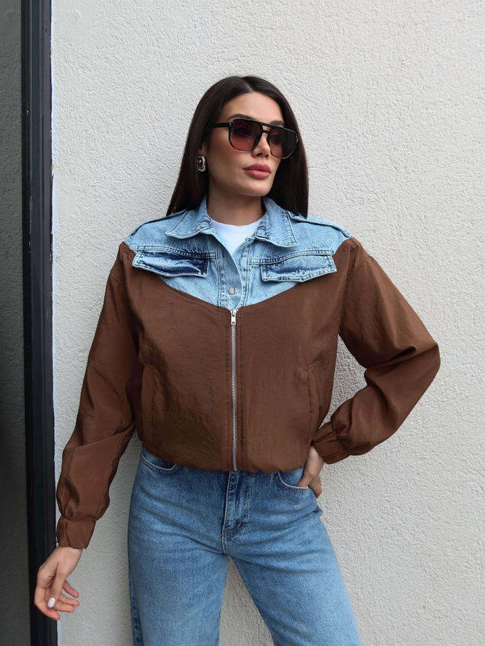 Paraşüt Garnili Denim Ceket