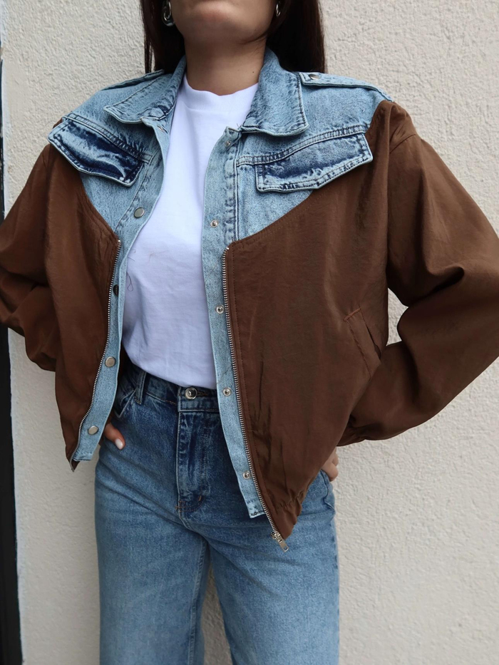 Paraşüt Garnili Denim Ceket