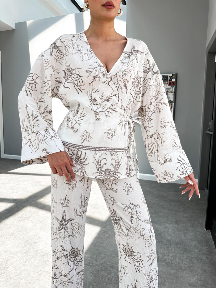 Patterned Kimono Görünümlü Takım