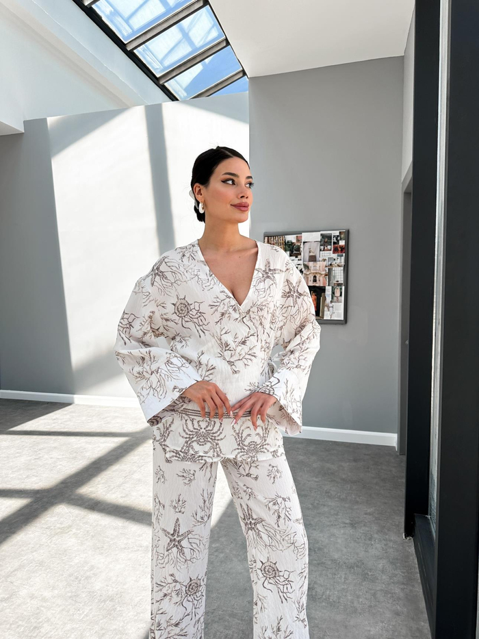 Patterned Kimono Görünümlü Takım