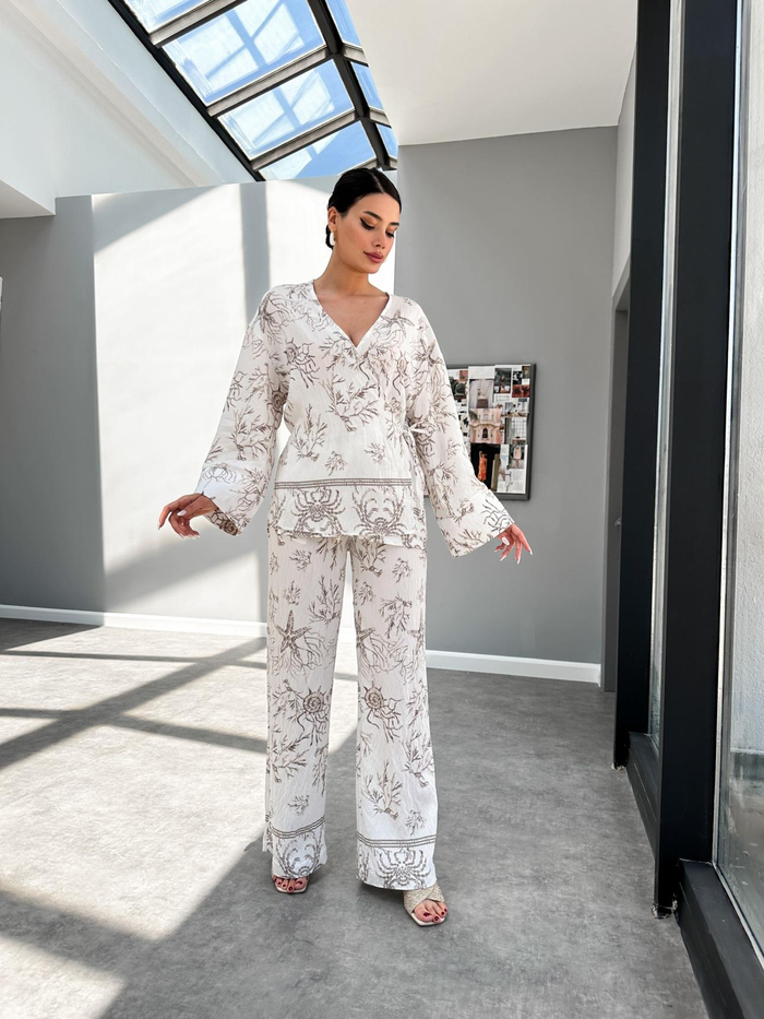 Patterned Kimono Görünümlü Takım