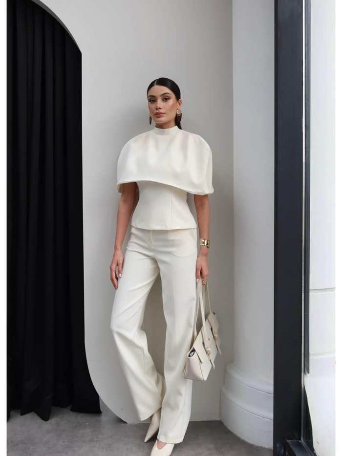 Pelerinli Bluz Pantolon Takım