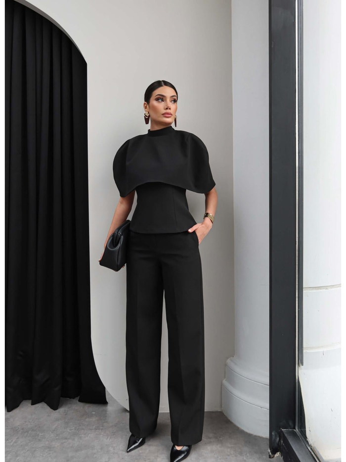 Pelerinli Bluz Pantolon Takım