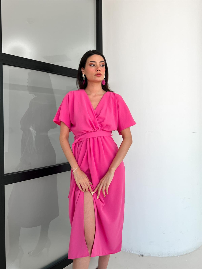 Pembe Bel Detay Elbise